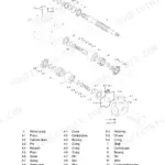 Hyundai R95W-3 main pump exploded view diagram showing rotary group, pistons, cylinder block, and internal components.