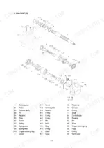 Hyundai R95W-3 main pump exploded view diagram showing rotary group, pistons, cylinder block, and internal components.