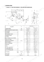 Hyundai R95W-3 specifications table and dimension diagram for two-piece boom and rear dozer blade configuration.