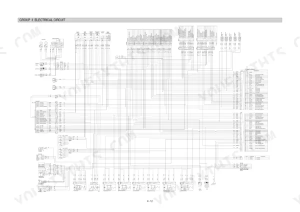 Hyundai R95W-3 electrical circuit wiring diagram showing connectors, fuse box, and frame harness pinout tables.