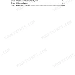 Hyundai ROBEX 210LC-7H Section 6 Troubleshooting table of contents for hydraulic, electrical, and mechatronics systems.