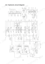hyundai-robex-28-7-crawler-excavator-service-manual-hydraulic-23.webp Hyundai Robex 28-7 hydraulic circuit diagram showing main control valves, travel motors, cylinders, and oil cooler connections.