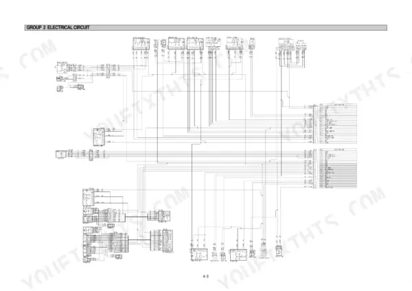 Hyundai R250LC-3, R250NLC-3 electrical circuit wiring diagram showing switches, relays, and connectors.