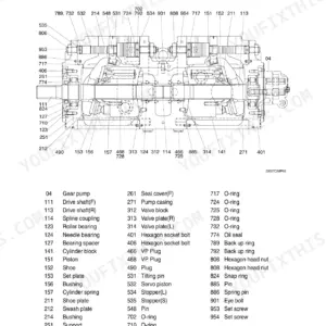 Hyundai R210LC-7A main pump exploded view diagram and parts list.