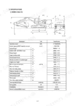 hyundai-robex-to-walker-crawler-excavator-service-manual-specs-23.webp Hyundai R210LC-7A specifications diagram and dimensions table.