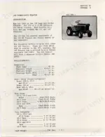John Deere 120, 140 H1 service manual page showing tractor introduction and specifications table for dimensions, tire sizes, and inflation.