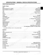 john-deere-2030-utility-vehicle-technical-manual-tm1944-specs-13.webp John Deere ProGator 2030 engine, electrical, and fuel system general specifications table.