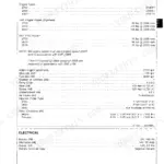 Engine and electrical specifications per model from the John Deere 2700, 2800 and 2900 technical manual