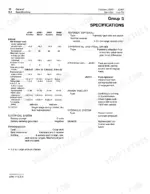 john-deere-301-401-tractors-and-loaders-technical-manual-tm-1034-specs-8.webp John Deere JD301, JD401 technical manual specifications table for engine, transmission, hydraulic system, and PTO.