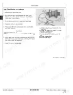 john-deere-750c-850c-crawler-dozer-repair-manual-tm1589-hydraulic-104.webp John Deere 750C, 850C track roller leakage test procedure, air pressure specifications, and test equipment diagram.