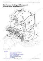 john-deere-8100t-8410t-track-tractor-repair-manual-wiring-harness-routing-136.webp John Deere 8100T-8410T wiring harness routing diagram showing North American cab harness routing, component identification, and electrical connections.