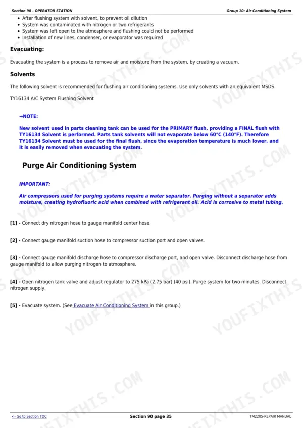 Cab and operator station service page from the John Deere 8230T to 8430T repair manual