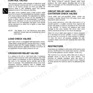 John Deere 8A, 10, 10A, 40, 44, 51, 52, 60, 67, 70, 70A, 365, 375, 380, 380A, 390 backhoe hydraulic control valve theory of operation.