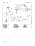 john-deere-jd302-a-loader-and-backhoe-loader-technical-manual-tm-1090-hydraulic-483.webp John Deere JD302-A hydraulic system schematic showing pump, control valves, cylinders, and transmission oil circuit components.