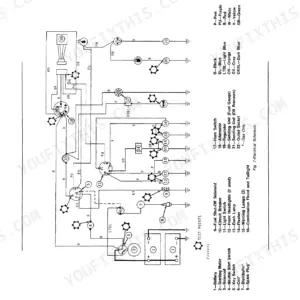 John Deere JD302-A electrical system schematic showing wiring diagram, component legend, and wire color codes.