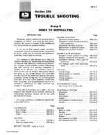 john-deere-jd760-tractor-service-manual-troubleshooting-357.webp John Deere JD760 troubleshooting index page listing brake, clutch, electrical, and engine system failure symptoms.