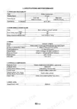 kobelco-sk16-sk17-hydraulic-excavator-shop-manual-specs-20.webp Kobelco SK16, SK17 specifications table for speed, boom swing, Yanmar 3TNE74 engine, hydraulic components, and noise levels.