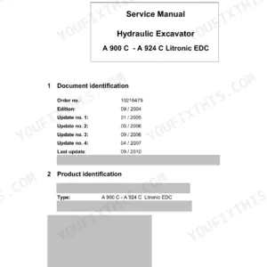 Liebherr A 900 C to A 924 C service manual - Front matter and chapter index, page 1