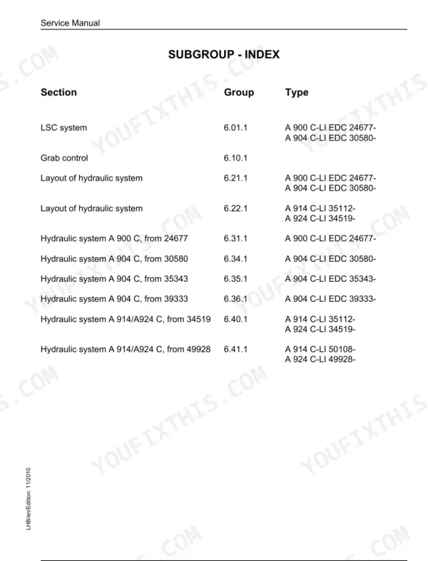 Liebherr A 900 C to A 924 C service manual - Group 6, hydraulic system, page 835