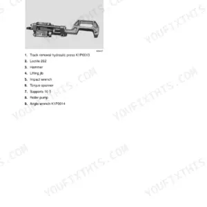 Link-belt 160 LX service manual page listing special tools including track removal hydraulic press and angle wrench.