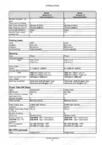 New Holland Boomer 41 47 specifications table by model, PTO horsepower and hydraulic pump flow for gear and HST transmission