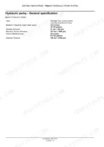 new-holland-cr9060-cr9090-cx8030-cx8090-repair-manual-combine-87725889c-hydraulic-specifications-20.webp Main hydraulic pump general specification table giving minimum output, standby pressure, maximum system pressure and steering pressure