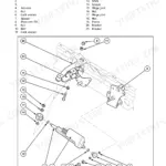 New Holland CSX7040, CSX7050, CSX7060, CSX7070, CSX7080 exploded view of the upper sieve levelling system motor and components.