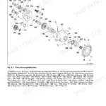 New Holland D150 final drive exploded view diagram showing gears, bearings, seals, and housing components with numbered parts list.