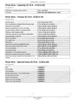Final drive capacity and torque specification table for the crawler dozer travelling section