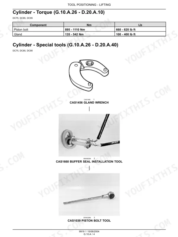 Tool positioning lifting section page covering the blade lift circuit components
