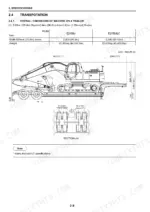 New Holland E215BJ E215BJLC transport dimensions diagram with side view, undercarriage section and model comparison table