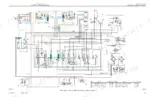 New Holland E50BSR colour hydraulic operating circuit, travel forward at 2nd speed, tracing the oil path through the variable displacement pump, the 11-spool control valve, the swivel joint and each travel motor with its counterbalance and brake valves, with the relief pressure table printed on the sheet