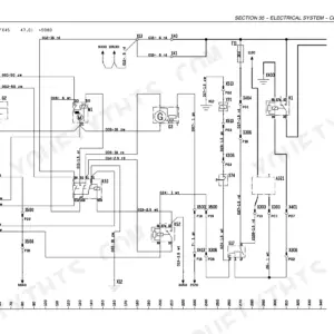 New Holland FX25, FX28, FX38, FX45, FX48, FX58 electrical system wiring diagram for 24V start circuit components.