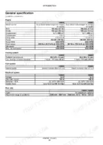 Windrower general specification table - 6-cylinder turbocharged diesel with charge air cooler, 6.7 l displacement, 142 kW (190 Hp) and 168 kW (225 Hp) ratings at 2200 rpm