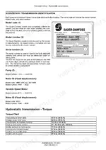 Hydrostatic transmission identification page showing how each pump and motor is labelled and where to read the identification data