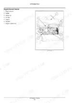 new-holland-lm5-25-lm6-28-telescopic-handler-service-manual-47712952b-wiring-57.webp New Holland LM5.25, LM6.28 engine bonnet interior diagram showing muffler, air filter, engine, radiator, and control unit.