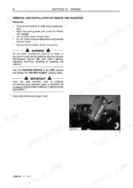 new-holland-lm5020-telehandler-service-manual-84559130-procedures-29.webp New Holland LM5020 engine and radiator removal procedure, including safety warnings and hood opening instructions.