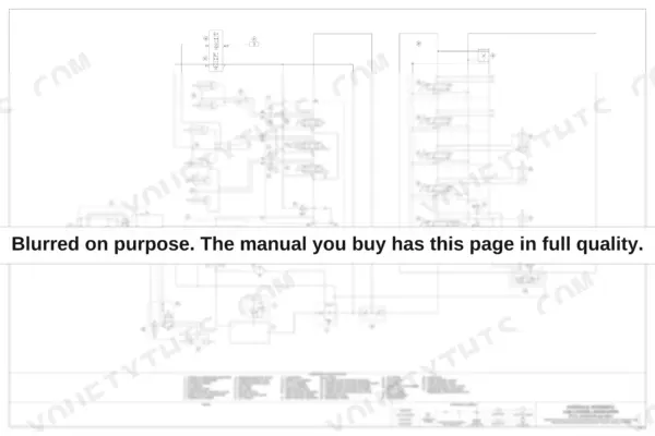 Full-sheet hydraulic schematic with a 42-item component legend covering pump, steering and loader control valves, spools, cylinders and ride control - shipped intentionally blurred