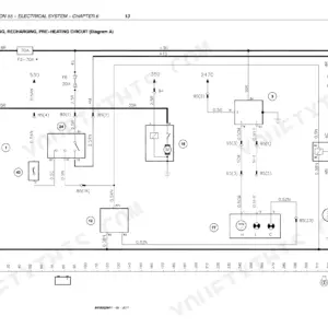 New Holland T3010, T3020, T3030, T3040 electrical wiring diagram for starting, recharging, and pre-heating circuit A.
