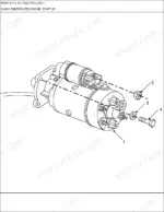 new-holland-tb100-tractor-parts-manual-electrical-instruments-harnesses-216.webp New Holland TB100 exploded view diagram of the engine starter motor assembly showing mounting hardware and electrical terminals.