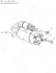 New Holland TB100 exploded view diagram of the engine starter motor assembly showing mounting hardware and electrical terminals.