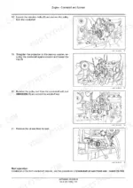 new-holland-td65f-td75f-td85f-tractor-service-manual-engine-120.webp Engine crankshaft and flywheel work: loosening the retention bolts and drawing the pulley off, with the workshop illustration for the step