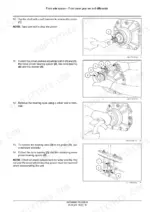 new-holland-td65f-td75f-td85f-tractor-service-manual-front-axle-460.webp Front bevel gear set and differential: tapping the shaft out with a soft hammer, illustrated at the point where the shaft leaves its housing