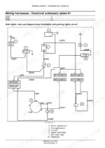 new-holland-td65f-td75f-td85f-tractor-service-manual-wiring-schematic-903.webp New Holland TD65F, TD75F and TD85F electrical schematic sheet 01, the side lights, main and dipped beam headlights and parking lights circuit, with the wire gauge and colour written on every run, the fusebox and beam relays, harness part numbers on the connector blocks and a numbered key naming the switches, relays and headlamps