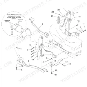 New Holland TM135 72LA Farm Loader mount kit 715781036 exploded view diagram showing mounting brackets and hardware installation.