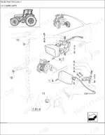 new-holland-tm135-tractor-parts-manual-driver-s-compartment-398.webp New Holland TM135 exploded view diagram of cab worklamps, mounting brackets, bulbs, and electrical relay components.