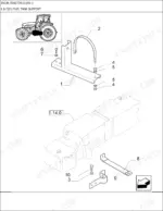 new-holland-tm135-tractor-parts-manual-engine-equip-126.webp New Holland TM135 exploded view diagram of fuel tank support, mounting brackets, straps, and hardware components.