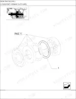 new-holland-tm135-tractor-parts-manual-front-axle-242.webp New Holland TM135 exploded view of 4WD hydraulic clutch components, including bearing, snap ring, and seal assembly.