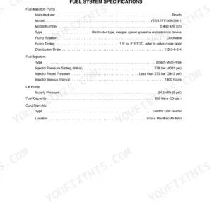 New Holland TV6070 fuel system specifications: Bosch injection pump, injectors, and fuel capacity