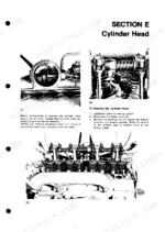 Perkins 4.108, 4.107, 4.99 cylinder head removal procedure with photos of valve gear and engine components.